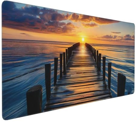 Tapis de Souris 50x25 cm Grand Tapis Souris XXL, Coucher de Soleil Pont Tapis de Souris Bureau Gamer, à Bords Cousus, Base en Caoutchouc Antidérapante, sous Main pour Clavier et Souris Decor E-983