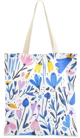 aidingzhi Bluebell Einkaufstasche aus Segeltuch mit Taschen für Lehrer, Segeltuch, Strandtasche, Blauglocke, bunt, Medium