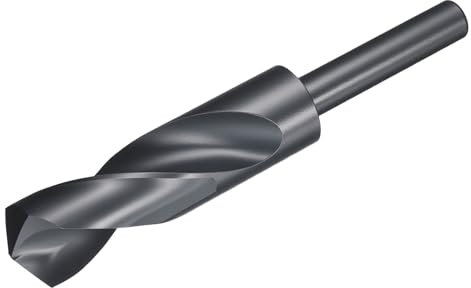 sourcing map 25mm Drill Bit 1/2 Reduced Shank 3-Flat M2 High-Speed Steel Twist Nitriding Black 135° Bits for Hard Metal Stainless Steel,1pcs
