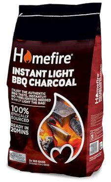 Homefire Instant Light BBQ Charcoal, 2kg Pack, Ready in 20 Minutes