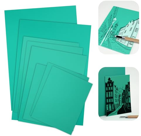 Clickinline 8 Pack Printing Kit, Soft Rubber Printing Plates, Green A4 A5 A6 Double Sided Sheets for Engraving, Linoleum Linocut Set for Stamps, Crafts, Printing Projects