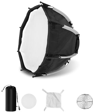 LICAEVEY 11,4 Pouces Mini Octogonal Softbox, Softbox Bowens Mount à Libération Rapide avec Grille en Nid d'abeille, Sac pour COB Bowens