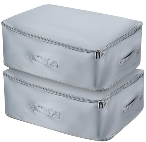 2 Pcs Large Compression Packing Cubes, Bedding Storage Bags, Space Saver Duvet Storage Bags, Ultra Space Saving Self Compression Organizer for Clothes Blanket Duvet Down Jackets(54 x 42 x 30 cm)
