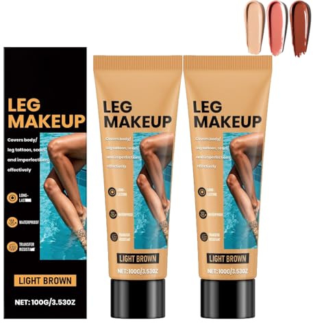 Maquillage pour le corps et les jambes, en 2 pièces, imperméable, durable, convient pour couvrir les tatouages, la , les varices et les cicatrices, marron clair