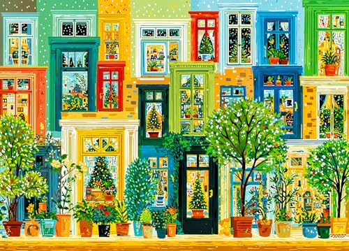 Green Building Jigsaw Puzzles for Adults 1000 Jigsaws | Large Poster Included, Back Letters Hints/A-D Sections, Dust-Free, Finished Size 70×50cm, Family Indoor Activity