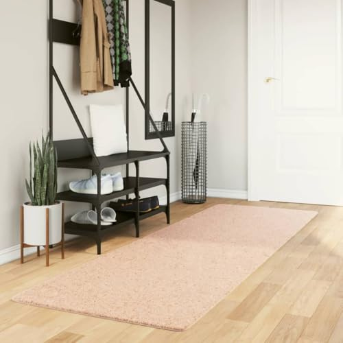 HFXHIJXQ HUARTE Tapis à poils courts 80 x 250 cm - Rose pâle - 100 % polyester - Antidérapant et lavable en machine à 30 °C - Pour salon, chambre à coucher, couloir, bureau