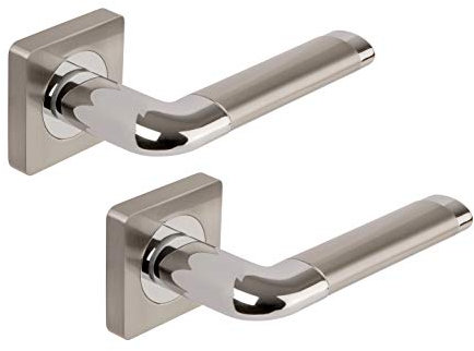 Excel Architectural DH3670-SQ Argo Passage Door Handles on Square Rose, Satin Nickel/Polished Chrome