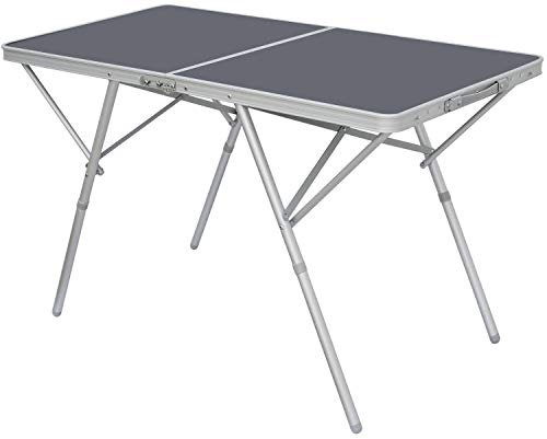 AMANKA Standfester Alu Campingtisch 120x60cm - Stabiler Klapptisch faltbar Anthrazit