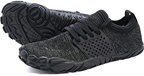 Joomra Women's Minimalist Trail Running Barefoot Shoes | Wide Toe Box | Zero Drop, B_Black/Grey, 5.5/6