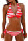 Tuopuda Costumi da Bagno Donna Bikini Due Pezzi Push Up Imbottito Righe Halter Top Reggiseno con Slip Costume Mare Coordinati Sexy Spiaggia Regolabile Brasiliana Bikini Set Estivi Beachwear, rosso, XL