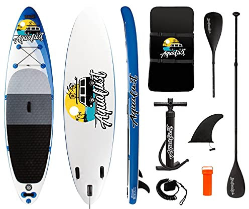 AQUALUST 10'6 SUP Board Stand Up Paddle Surf-Board aufblasbar Paddel Leash ISUP 320x81cm Blue