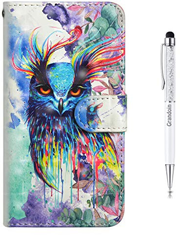 Grandoin Kompatibel mit Motorola Moto G10/ G20/ G30 Hülle,3D PU Leder Etui Flip Cover Muster Book Case Schutzhülle Handytasche Handyhülle [Ständer Kartenfach] [Magnetverschluss] (Vogel)