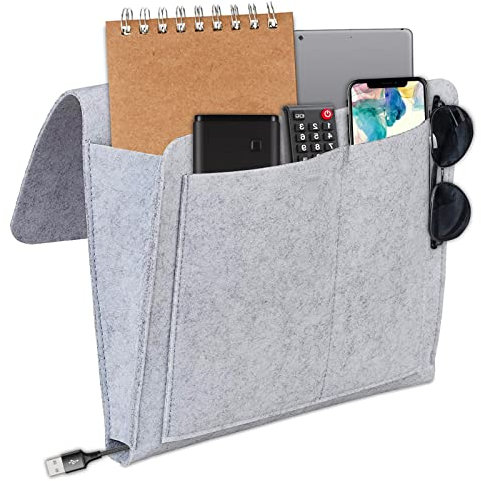 jiucare Organizer Letto Tasca Portaoggetti Organizer Divano Porta Telecomando Da Divano Tasca Portaoggetti Letto Portatelecomando Da Divano Bedside Storage Sacchetto Di Stoccaggio, Grigio Chiaro