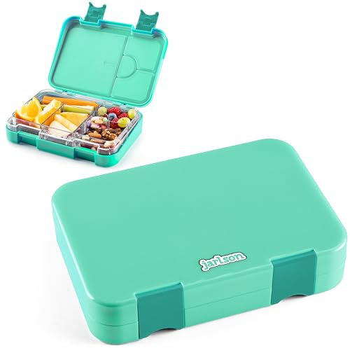 Jarlson® Brotdose für Kinder mit 6 Fächern TONI - Lunchbox - Bento Box auslaufsicher – Jausenbox für Kindergarten und Schule - Mädchen und Jungen - | Brotbox | Snackbox (Türkis)
