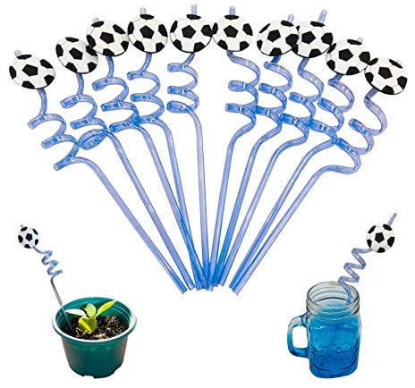 LIANCHEN 10 pcs Pailles à Boire Réutilisables Pailles à Boire De Football Assortiment Pailles Football Pailles De Coupe Du Monde De Football Fournitures De Fête De Coupe Du Monde Amusantes