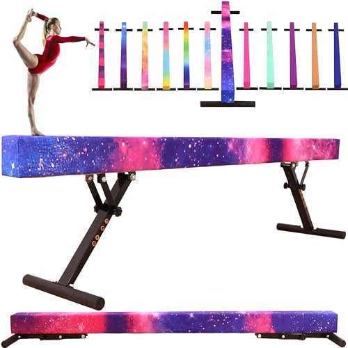 defulion 2,4 m Gymnastik-Balken für Kinder und Kinder, zum Üben zu Hause, Gymnastik-Balken mit Beinen, hoher und niedriger Boden, Trainingsbalken für Fitnessstudio