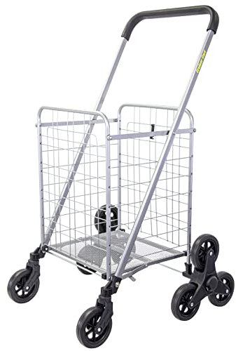 dbest products Treppensteiger, Cruiser, Einkaufswagen, Einkaufskorb, faltar, Wäschekorb auf Rädern, Mehrzweckwagen, kompakt, leicht, Silber