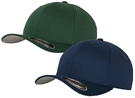 2er Flexfit Unisex Wooly Combed Cap Baseball Caps graue Unterseite S M L XL XXL Basecap Mütze, XXS, 1x Spruce + 1x Navy + 1x HL-Kauf Notizblock