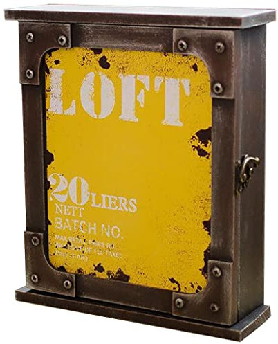 Boîte À Clés Intérieur Hôtel De Style Industriel Rétro Placard À Clés, Décoration Murale De Café Armoire À Clés, Cadeau De Vacances (Color : Jaune, S : 6-Keys)