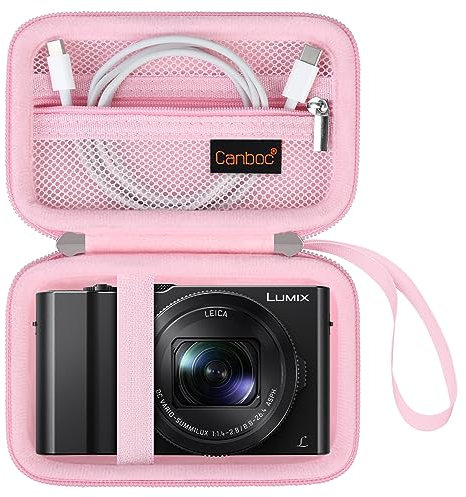 Canboc Carrying Case for Panasonic LUMIX DC-TZ99/ LX10/ ZS80/ ZS100/ ZS70/ ZS200/ ZS60 4K Digital Camera, Point and Shoot Camera Bag, Zipper Mesh Pocket fits USB Cable, Batteries, Pink