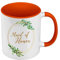 Tasse, hochwertig, Orange – Maid of Honor Wedding Bride Flower Circle – Tasse mit Henkel und farbigem Innenfutter
