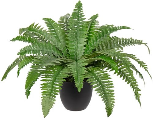 Hollyone Fougère de Boston Artificielle en Pot de 50 cm pour intérieur et extérieur, décoration d'intérieur, Jardin, terrasse, Balcon, entrée, Bureau, Salon