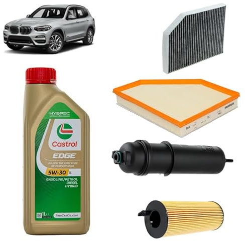 Kit tagliando 4 filtri + 6L olio Edge 5W30 per BMW X3 F97 16d 18d 20d +Hybrid 2017+