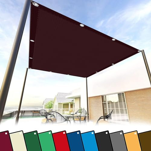 Sonnensegel Wasserdicht Quadratisch 1.4 x 4 m 98% Uv-Schutz, Reißfest Wasserdicht Rechteckig Balkon Sichtschutz für Garten Terrasse Balkon, Weinrot