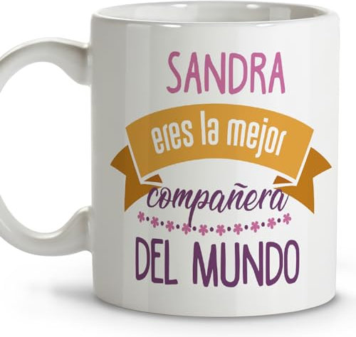 LolaPix Regalos compañeros de trabajo. Taza personalizada. Tazas de cafe. Regalo compañera trabajo. Detalles compañeros de trabajo. Taza cerámica 330 ml.
