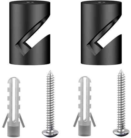 OASHISU 2 x Aluminiumlegierung Wand- und Deckenpins Schwarz für Textilkabel | V-Stil Deckenbefestigung Affenschaukel Aufputz-Kabelhalter für Lampe DIY mit Schrauben und Dübeln