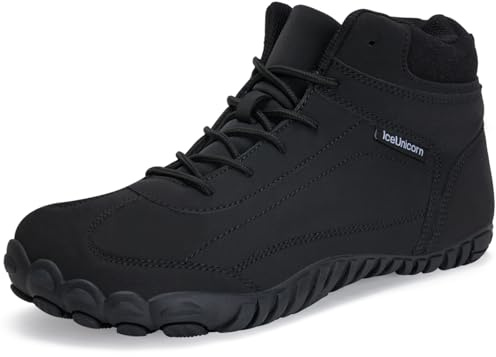IceUnicorn Barefoot Shoes Women's Winter Barefoot Shoes Men's Trekking Hiking Shoes Wide Toe Box Minimalist, 073black, 11 UK