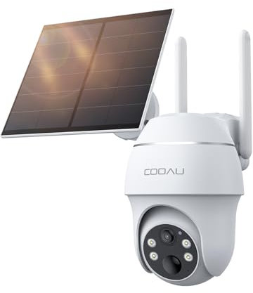 COOAU 4G LTE Cámara Vigilancia Exterior con Sim, 2K 3MP QHD Camara 4G Solar sin Cable con Batería, PTZ 355°/90°, Visión Nocturna, PIR Detección de Movimiento, Audio de Dos Vías, Tarjeta SIM (Blanco)