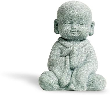 Qixuer Kleine Mönchsstatue, Maitreya Buddha Skulptur Zen-Mönch-Figur, Mönch Figur Niedlich Kleiner Mönch Ornament für Kinder Aquariumdeko Fisch Dekoration Wohnkultur
