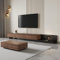 Extendable TV Unit with 3 Drawers | Adjustable Length 200-330cm (78.7-130), Walnut & Grey TV Stand for 65-Inch TVs, Space-Saving Media Console for Narrow UK Living Rooms (Walnut + dark grey)