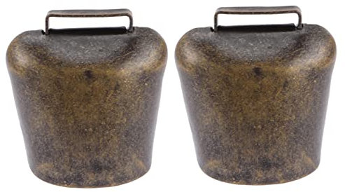 HEMOTON 2stücke Robuste Metall Kuhglocken Aus Verzinktem Eisen Laute Viehglocken Mit Antik Bronzefarbener Oberfläche Langlebige Bauernhofglocken Für Rinder Und Nutztiere Praktische Tierlau