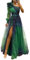 Robe De Cérémonie pour Femme Ronde Fleurie De Cérémonie Maille Robe Femme Chic Et Elegant Mariage Fluide Cocktail Vetement Ete Manchette à Une épaule Dentelle Légère Élégante Dress(Vert foncé,M)