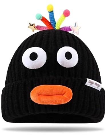 FOSDICK Beanie Mütze Herren Damen Thermo Wintermütze Elastisch Mützen Herren Damen Weich Bequem Strickmütze Skurril Beanie Hat Herrenmütze Damenmütze Lustige Winter Cap Geschenke für Frauen Männer