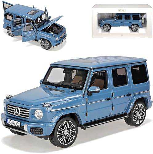 Mercedes-B G-Klasse W464 Vintage Blau Neue Generation Ab 2024 limitiert auf 500 Stück Weltweit 1/18 Norev Modell Auto mit individiuellem Wunschkennzeichen