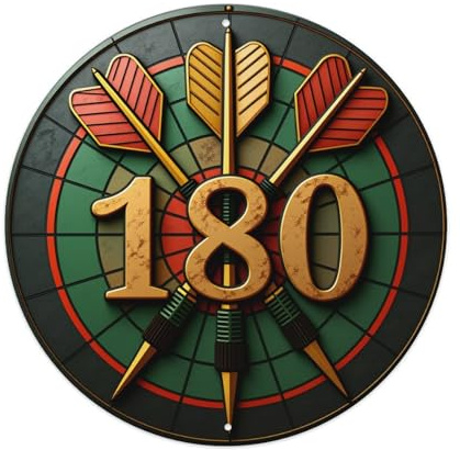 Dart Board With Three Arrows Hitting 180 Score Round Tin Sign Vintage Metal Sign Home Bar Garden Wall Decor Metal Poster 8x8 Inch