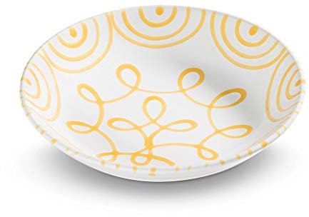 GMUNDNER KERAMIK Assiette creuse | Diamètre : 20 cm | Flammes en jaune | Vaisselle, fabriquée à la main en Autriche