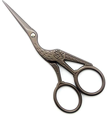 Klassische Große Beschläge Storch Stickschere, Antik gefärbt (11cm).