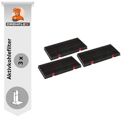DREHFLEX-AK24-3-3x Kohlefilter/Aktivkohlefilter für Dunstabzugshaube- für Hauben von AEG/Juno/Electrolux auch Bosch/Siemens auch Bauknecht/Whirlpool-mit roten Knöpfen-passend für DKF24/ KLF60/80