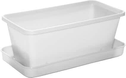 Plastkon pequeño – Jardinera con Posavasos 20 cm, Color Blanco