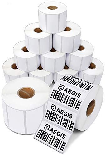 Aegis Adhesives Direkte Thermoetiketten für Barcodes, Adressen, perforiert und kompatibel mit Rollo-, Zebra- und anderen Desktop-Etikettendruckern (12 Rollen, 1000/Rolle) (2,25 x 1,25, 12000 Stück)