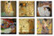 time4art Gustav Klimt Print Canvas 6 Bild 6 x 30x30cm Baum des Lebens Kuss Kiss Tree of Life Frau mit Fächer Mutter und Kind auf Keilrahmen Leinwand