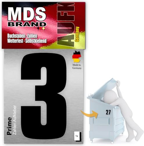 MDS Brand Prime 15cm Zahlen Aufkleber Klebezahlen Selbstklebend Hausnummer Aufkleber Schwarz (3)