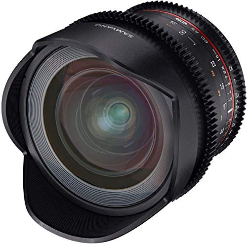 Samyang SA1319 - Objetivo para vídeo VDSLR 16 mm T2.6 ED AS UMC II para Sony A (Enfoque Manual, UMC Anti-Reflectante) Negro - con Parasol extraíble