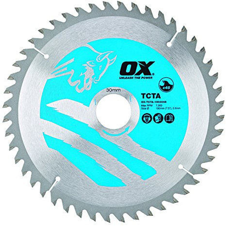 OX - Lama per sega circolare in alluminio/plastica/laminato, 190/30 mm, 48 denti TCG