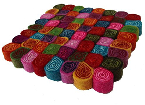 Maharanis Filz Untersetzer Topfuntersetzer bunt 20 cm handgefertigt Reine Wolle, hitzebeständig