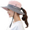Muryobao Damen Pferdeschwanz Sonnenhut UV-Schutz Faltbar Mesh Breite Krempe Strand Fischerhut, Pink, Einheitsgröße